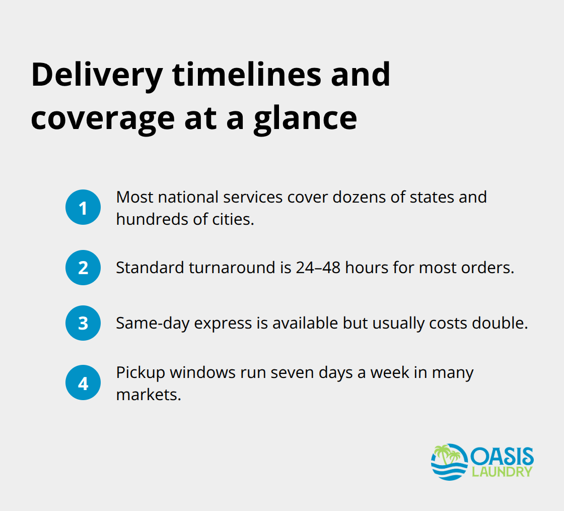 Key expectations for coverage, pickup windows, and turnaround for U.S. laundry collection services