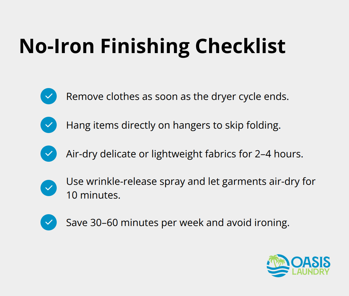 Checklist of quick actions that prevent ironing and save weekly time