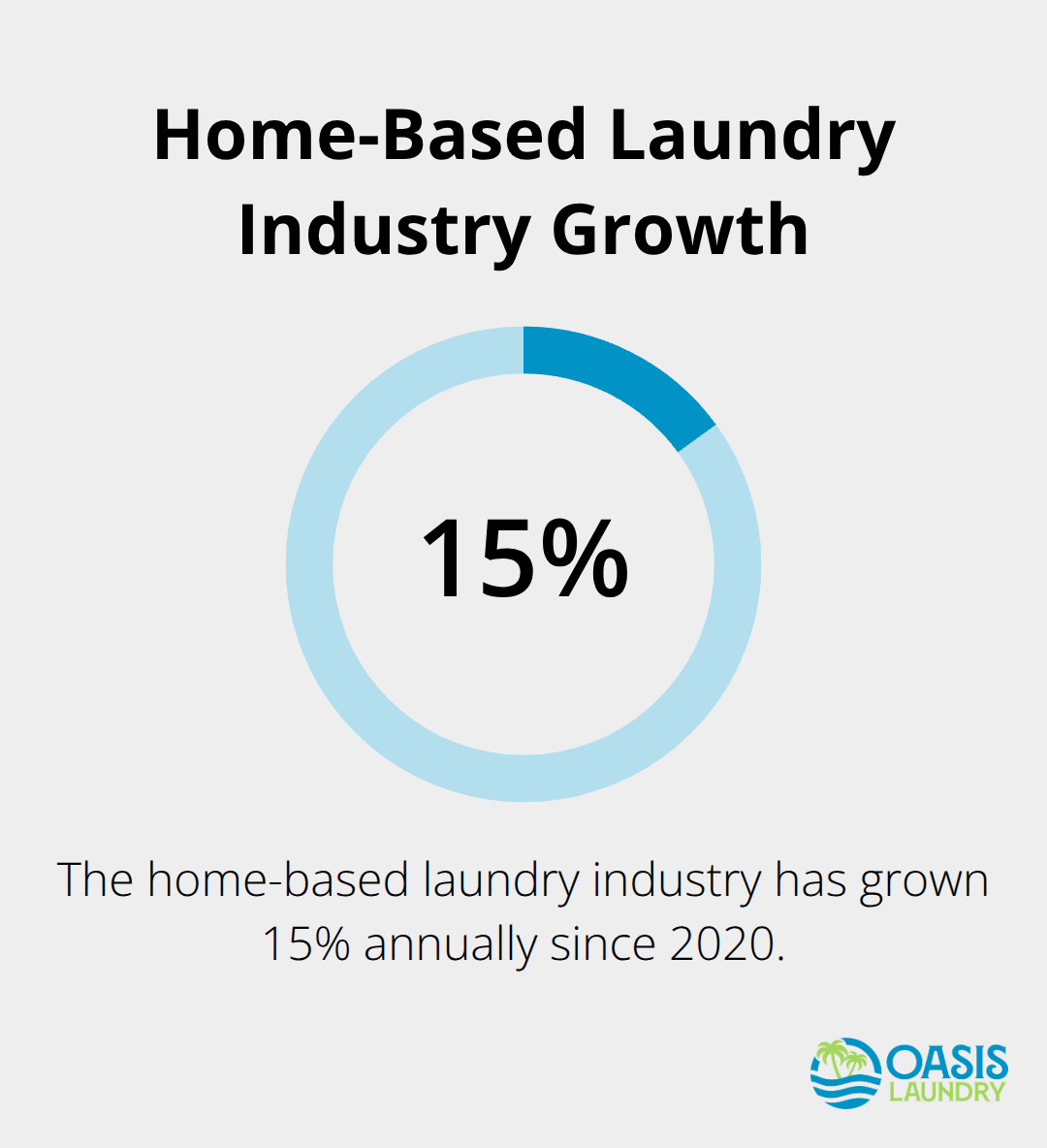 Chart showing 15% annual growth in the home-based laundry industry since 2020 - wash and fold business from home